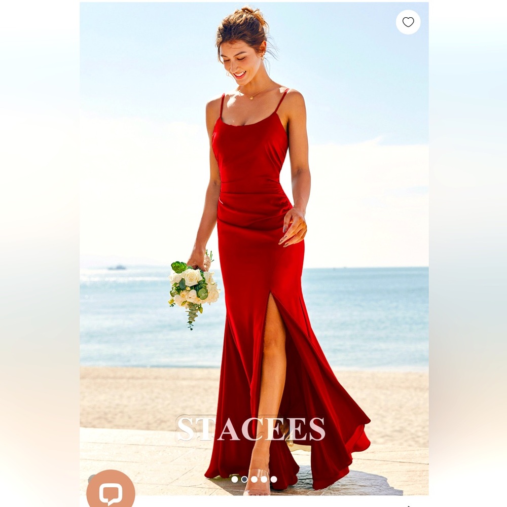 Trumpet/Mermaid Scoop Neck Sleeveless Floor-Length Stretch Satin w/Pleated Split